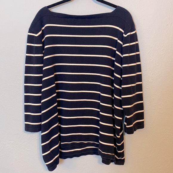 Lauren Ralph Lauren Womens Size 3X Plus Size Pullover Sweater Striped Navy White - Picture 5 of 11